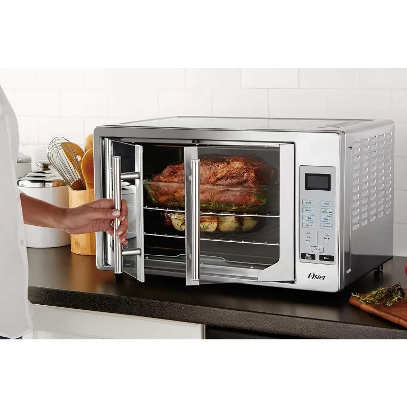 Convection Oven, 8-in-1 Countertop Toaster Oven, XL Fits 2 16" Pizzas, Stainless Steel French Door