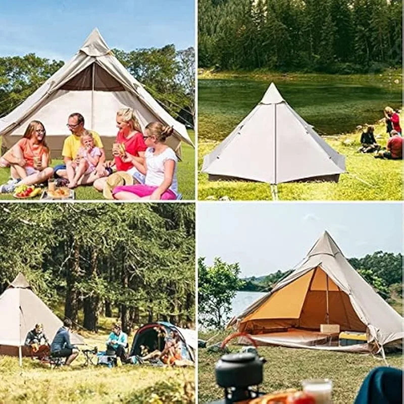 Baralir Outdoor Camping Tent Oxford Bell Tent Safari Tents Yurt Tent for Family with Cool Ventilation Mosquito Net Doors