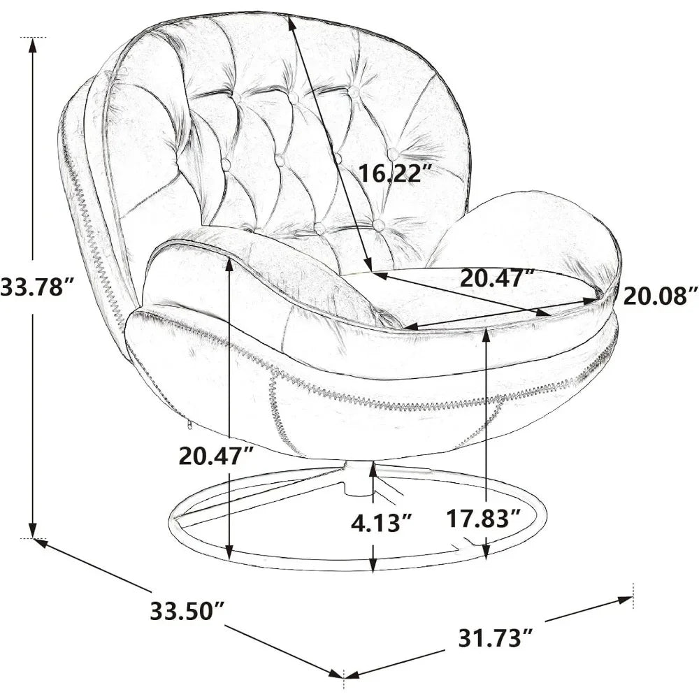 Velvet swivel accent ottoman set, comfortable armchair TV chair, modern chaise longue with ottoman with metal legs