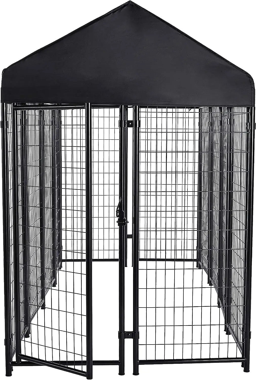 Welded Rectangular Outdoor Secure Wire Crate Kennel for Cat, Dog Large, Black, 102 x 48 x 72 Inches