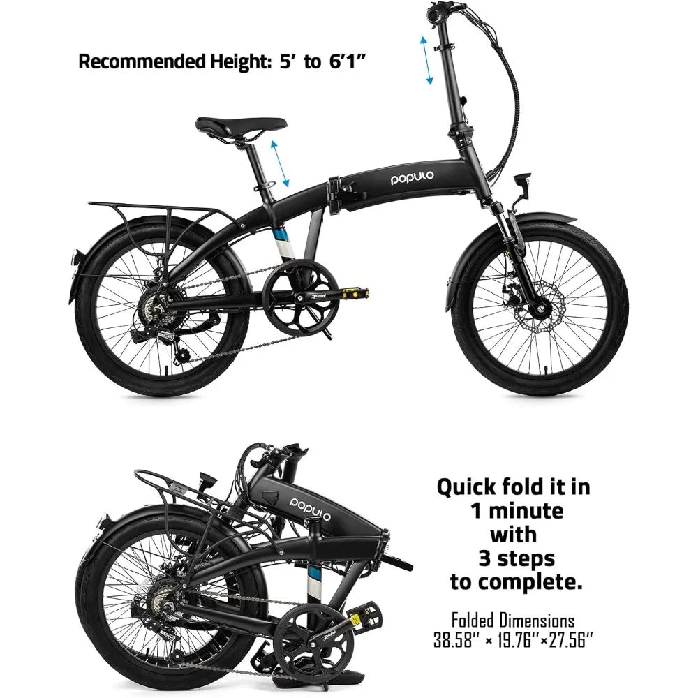 Folding Electric Bike for Adults, 250W 36V Electric Bicycle with Removable Battery, Lightweight Aluminum Ebike