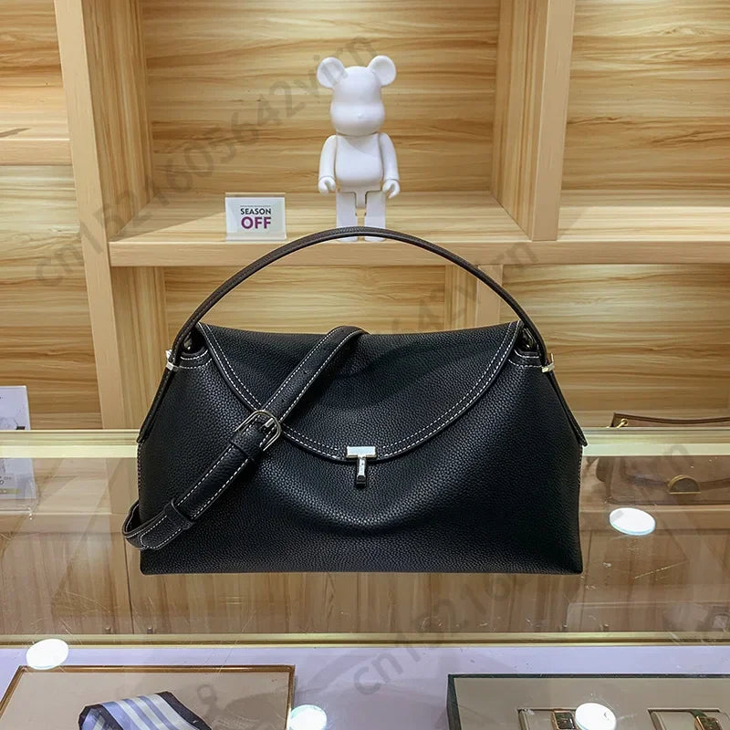 Luxury T-lock Textured Calf Cow Leather Shoulder Bag Women Top Handle Small Clutch Handbag 2024 Luxury Designer Girl Tote Bag