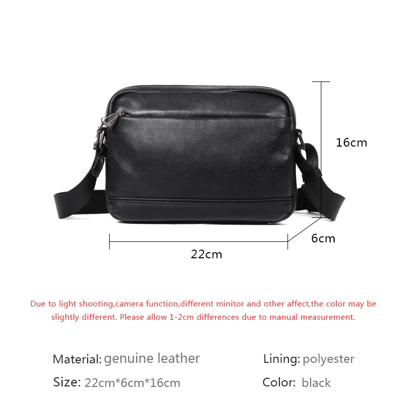 Real Genuine Leather Men Shoulder Bags Casual Men's Messenger Bags First Layer Cowhide Crossbody Bag Fashion Boys Flap Bag