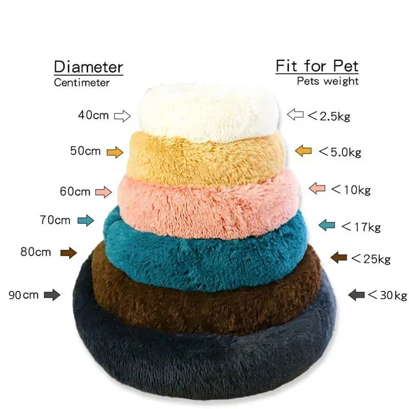 Round Pet Dog Bed House Comfortable Donut Plush Beds for Small Medium Dog Warm Sleeping Cat Nest Washable Cat Bed