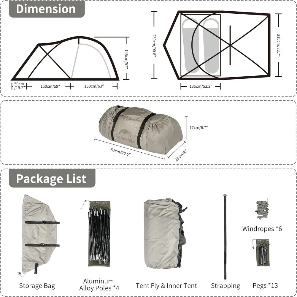 Massif Hot Tent with Stove Jack 4 Season Tent 2-4 Person Camping Tent UPF50+ Waterproof Windproof Winter with Room