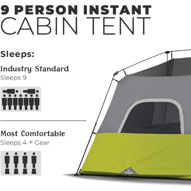 9 Person Instant Cabin Tent - 14' x 9', Green (40008)