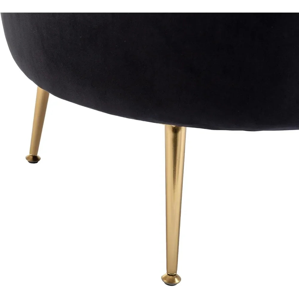 Black Accent Chair, Living Room Barrel Velvet with Golden Feet for Bedroom, Modern Club Chair, Home Furniture Morroco Chair