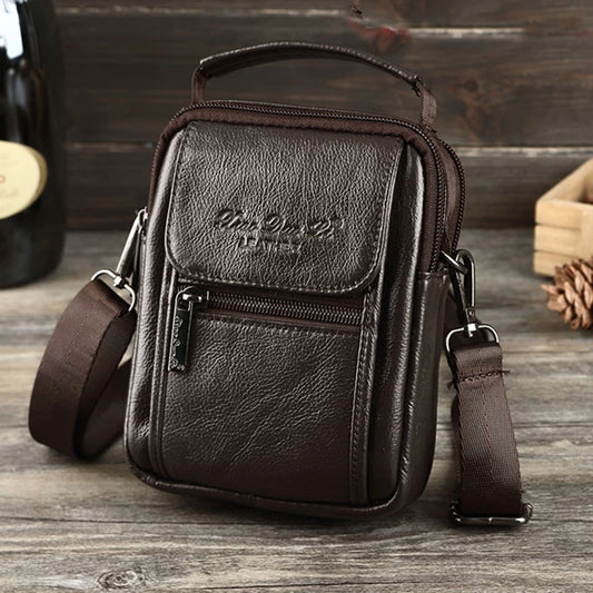 Men Small Shoulder Cross body Bags Handbag Genuine Leather Belt Hip Bum Fanny Waist Pack Real Cowhide Male Mini Messenger Bag