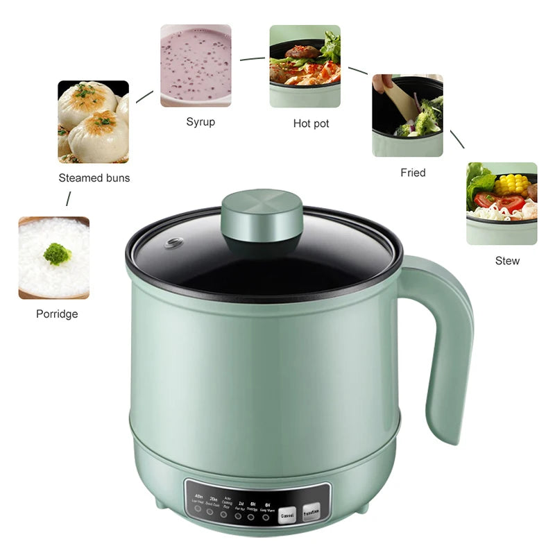 Mini Multifunction Electric Cooking Machine 1.7L Single/Double Layer Hot Pot Intelligent Electric Rice Cooker Non-stick Pan Pots