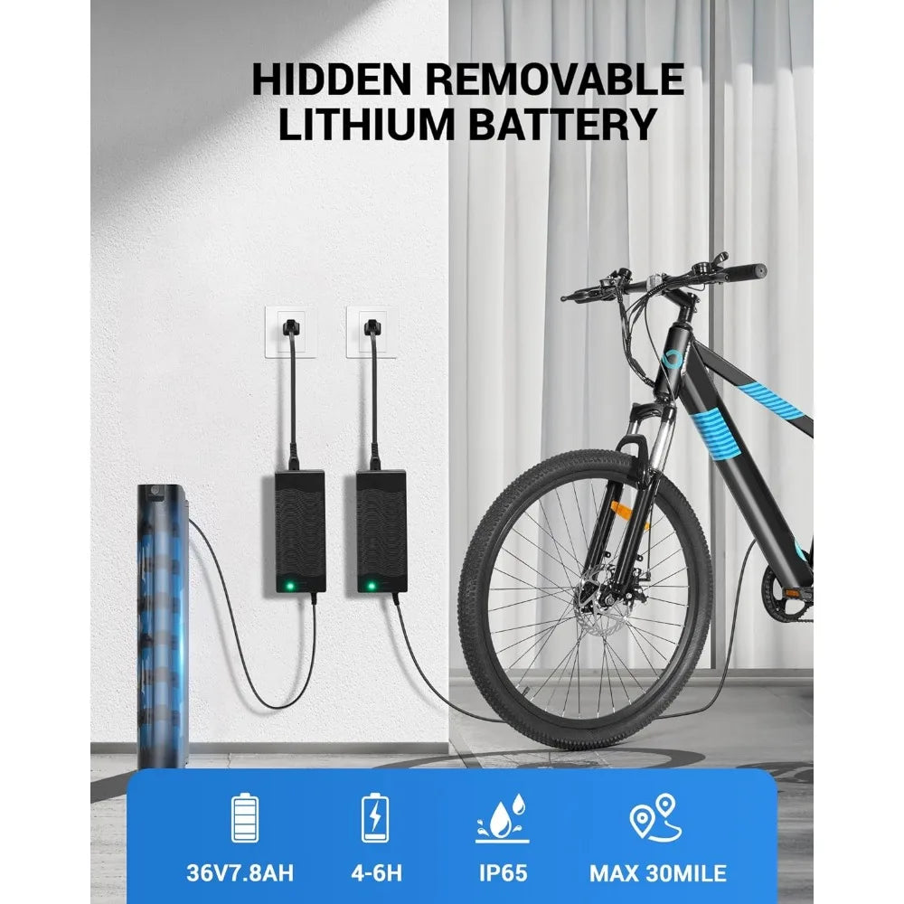 Electric Bike for Adults,Upgraded 36V/48V Built-in Invisible Removable Battery,Peak 450W/700W Brushless Motor Electric Mountain