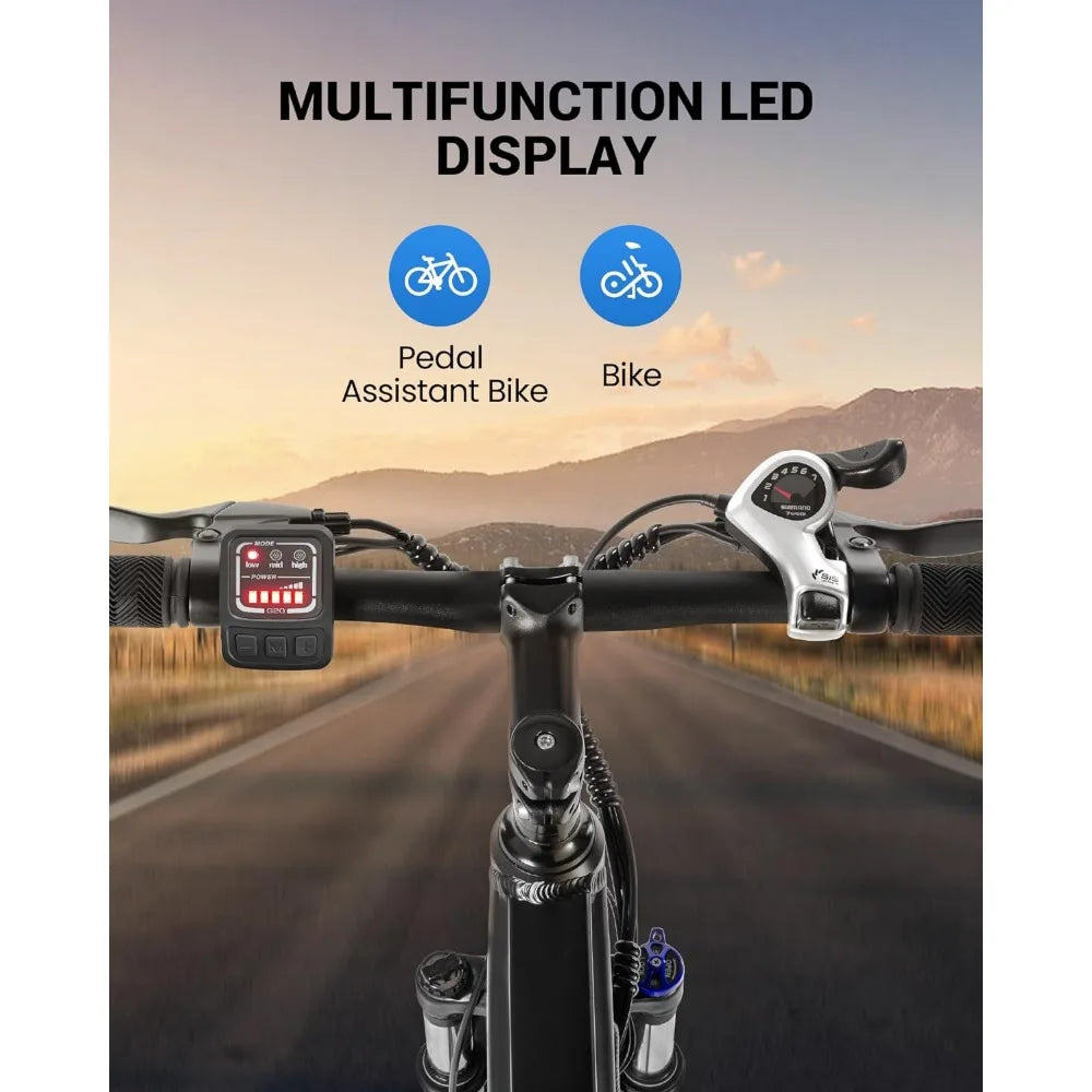 Electric Bike for Adults,Upgraded 36V/48V Built-in Invisible Removable Battery,Peak 450W/700W Brushless Motor Electric Mountain