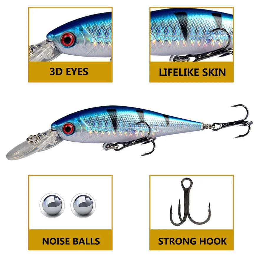 8pcs Jerkbait Minnow Crankbait Fishing Lures Set Hard Bait Kit Artificial Wobbler For Pike Trolling Carp Fishing Tackle Swimbait