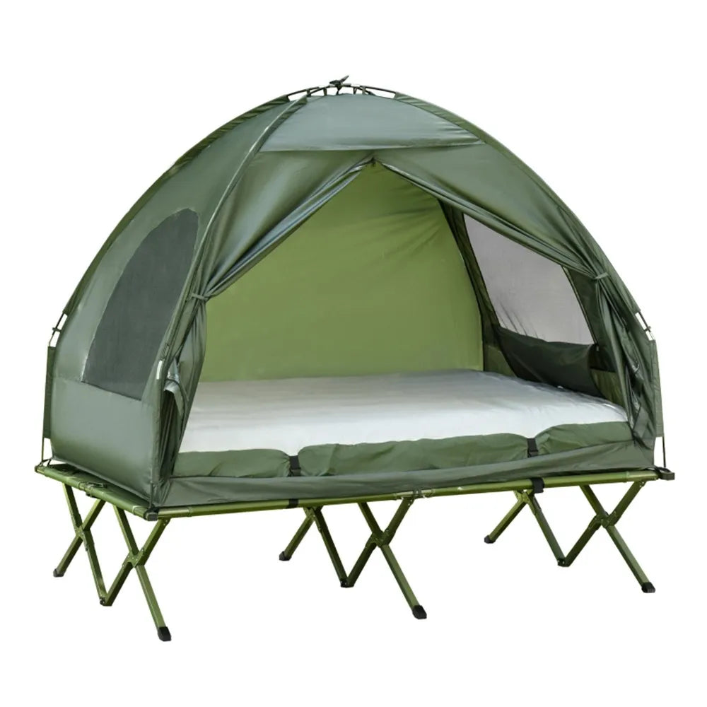 Foldable Camping Cot with Tent, Bedspread and Thick Air Mattress, Camping Bed Tent for Outdoor Hiking, Picnic, Tents