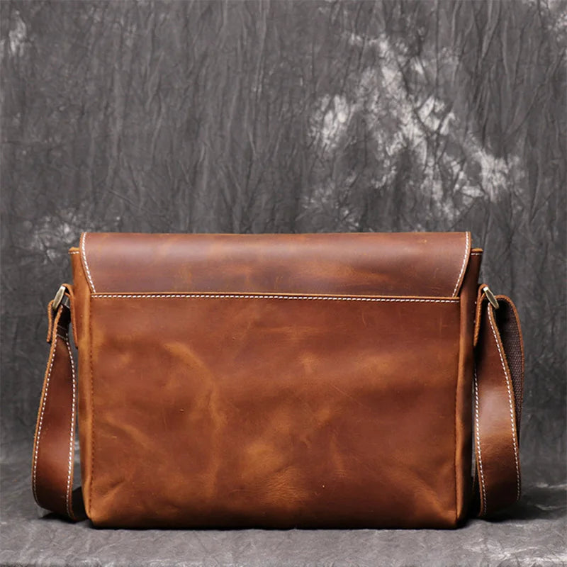 Retro Men's Genuine Leather One-shoulder Bag Head Layer Cowhide Cross Style Large Capacity Casual Messenger Bag