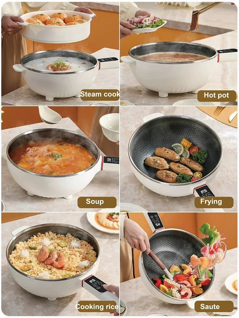 4.5L Smart Electric Wok Multi-function Electric Pot Reservation Steamer Non-stick Fry Pan Large Capacity Electric Hot Pot 220V