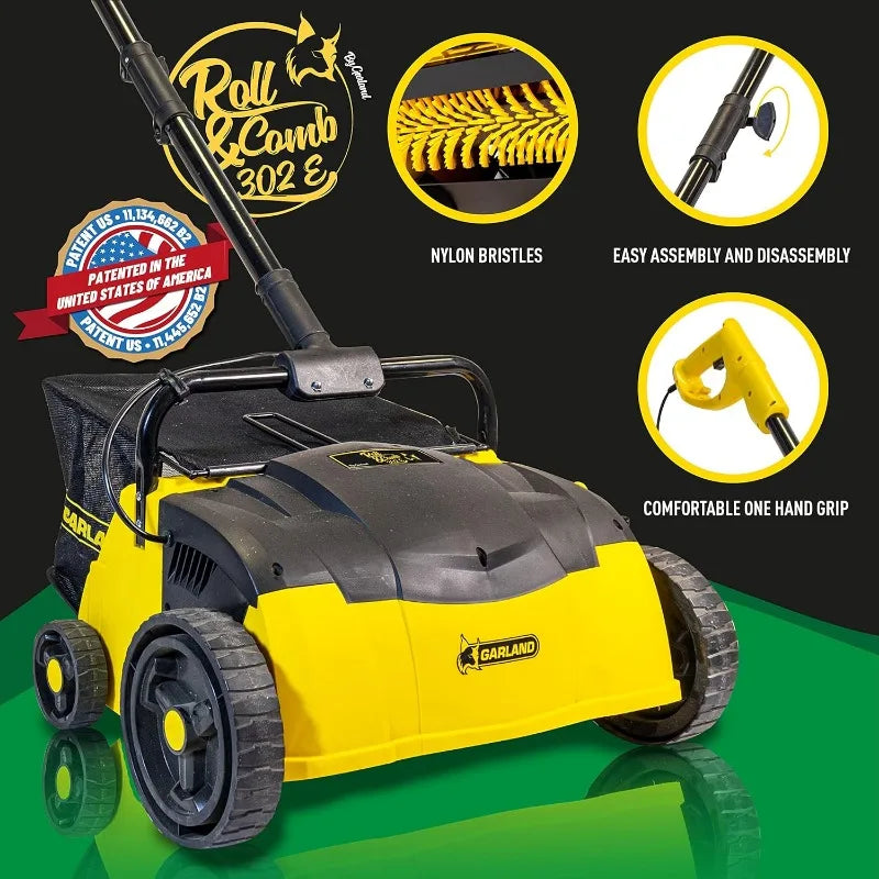 Corded Electric Comber and Sweeper for Artificial Grass -Power Broom 1,400 W, 19.8 pounds Weight, and a 25 l Collection Bag.