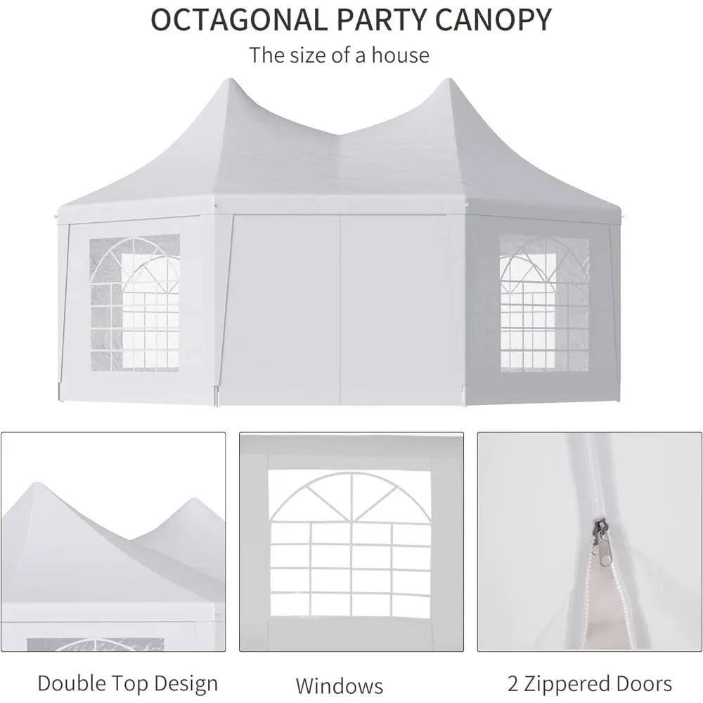 22 x 16 ft Party Tent, Wedding Tent with Sidewalls, Heavy Duty Event Tent with 2 Doors and 6 Windows, Outdoor Gazebo Tent