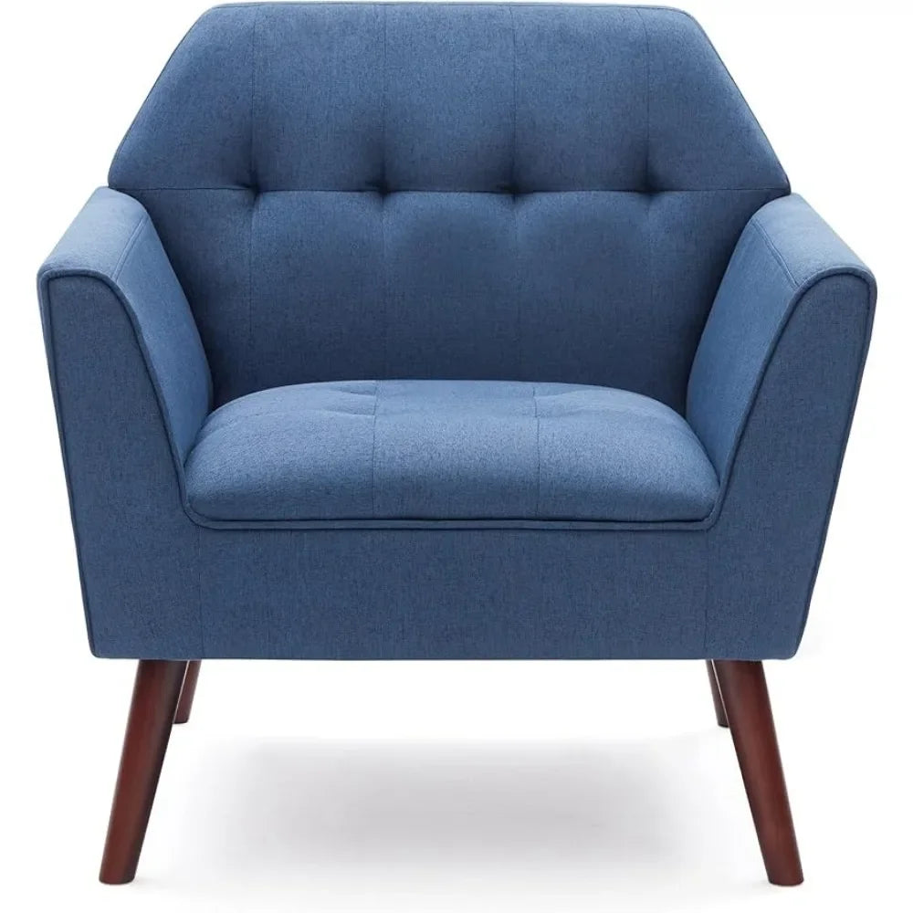 Accent Chairs for Bedroom, Linen Fabric Comfy Reading Tufted Comfortable Upholstered Single Sofa, Accent Arm Chair