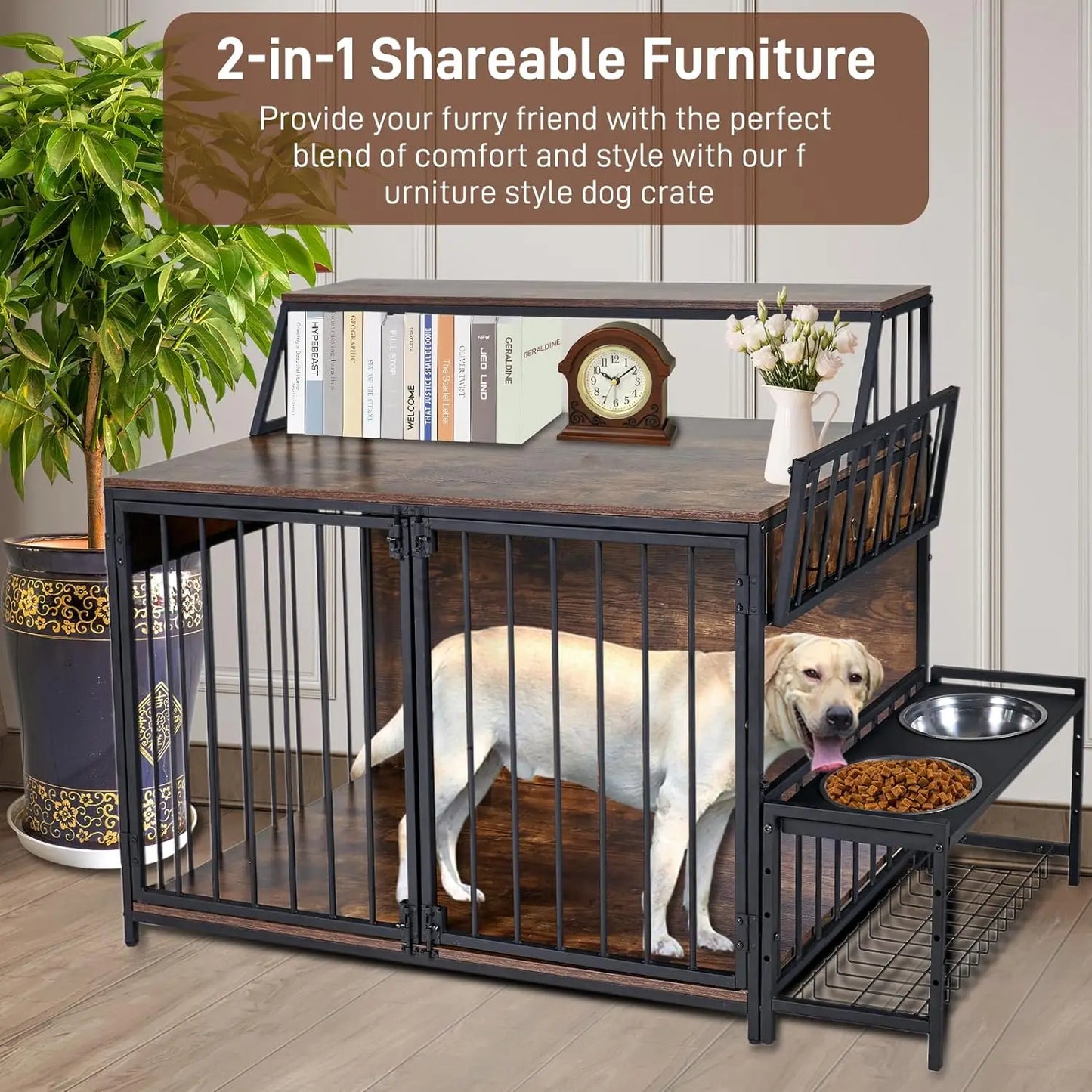 Large Dog Crate Furniture, Heavy Duty Dog Kennel Furniture for Large Dog, Furniture Style, Wooden Side Table Dog Crate Cage