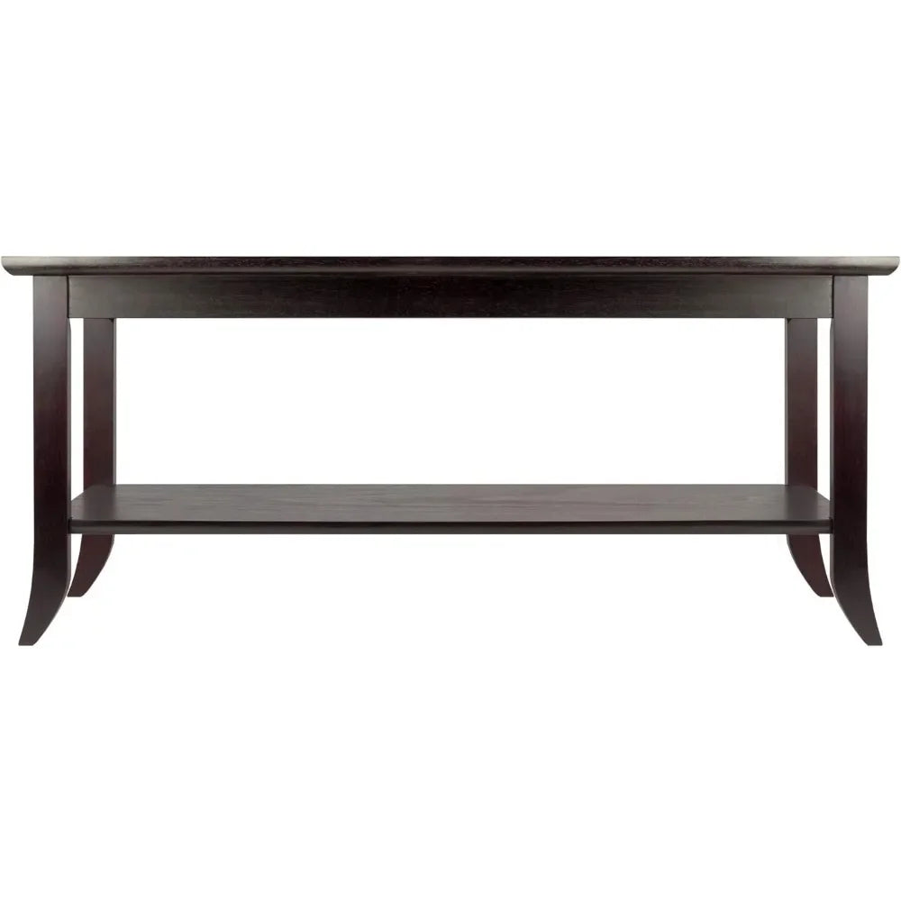 Tea and Coffee Tables for Living Room Chairs Espresso Center Table Salon Genoa Rectangular Coffee Table With Glass Top And Shelf