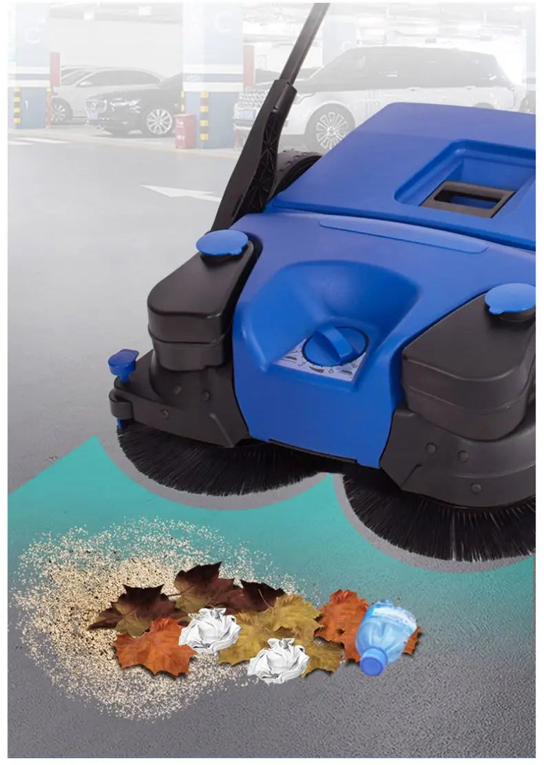 Sweeper-780H Warehouse Hand Push Floor Sweeper with Water Spraying for Road Sidewalk Leaf Sweeper