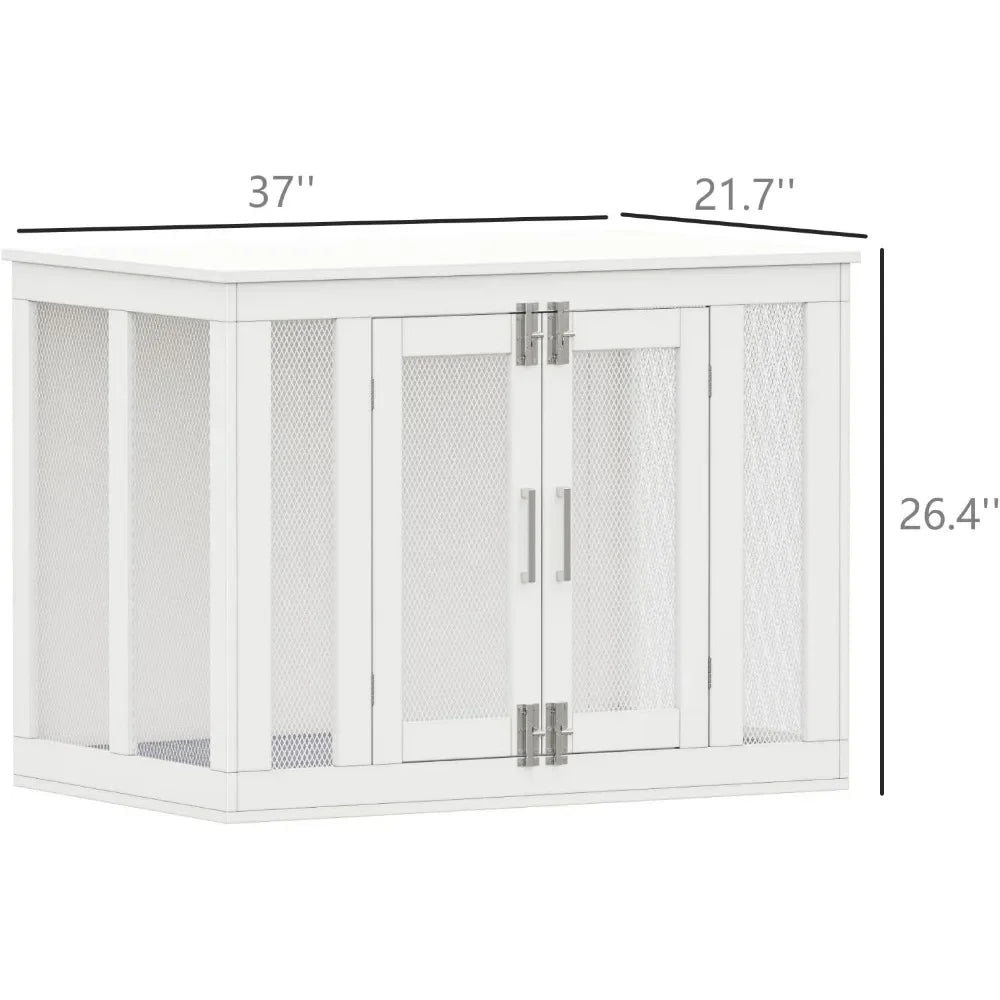 Tower dog house furniture with mats, double door, wooden kennel table, end table dog house furniture, indoor dog cage