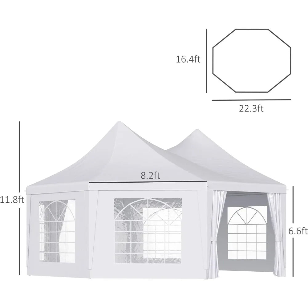 22 x 16 ft Party Tent, Wedding Tent with Sidewalls, Heavy Duty Event Tent with 2 Doors and 6 Windows, Outdoor Gazebo Tent